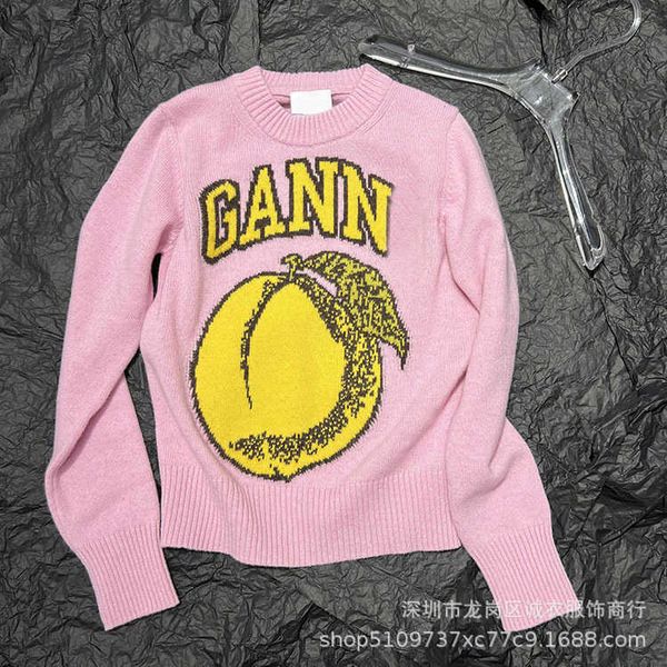 

2023 early autumn new wool peach jacquard round neck sweater, White;black