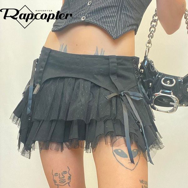 

skirts rapcopter y2k mesh pleated skrits black bow bandage mini skirts grunge punk korean chic short skirts women gothic outfits retro 23072
