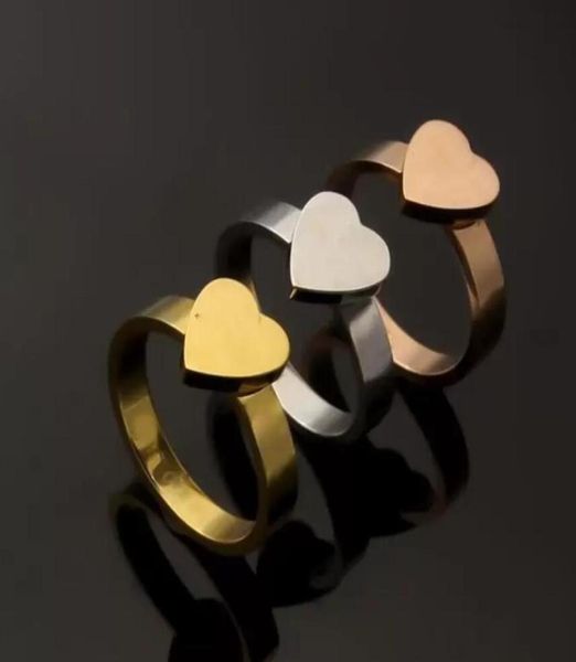 

ring fashion designer simple heart love ring gold silver rose stainless steel couple ring party birthday gift45718314891257