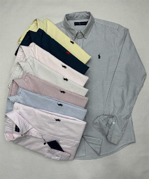 

spring and autumn solid color little horse boy paul long sleeve cotton shirt business stripe casual men's oxford textile polo, White;black
