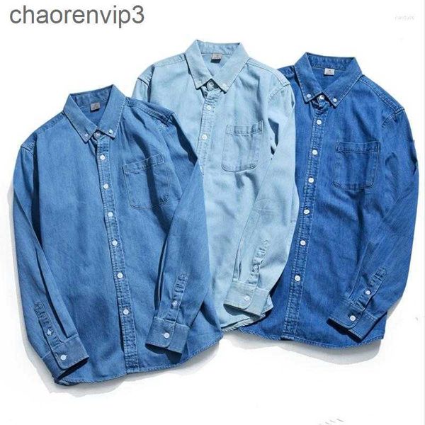 

casual shirts men's high-end brand men's long-sleeve denim shirt japanese simple trendy all-match jean jacket 2023 spring autumn, White;black