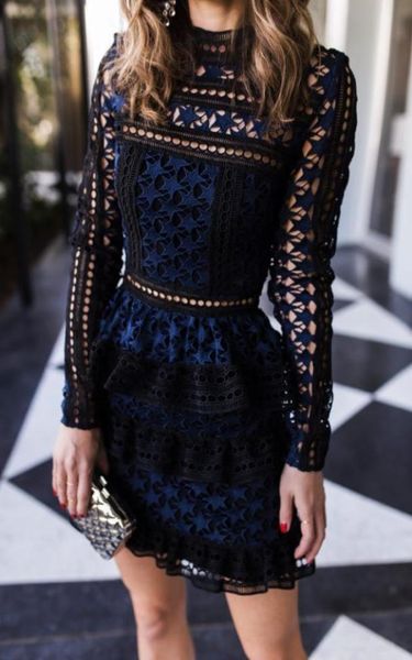 

zawfl self portrait dress 2018 women wear long sleeve cake layer elegant summer club dress robes femmes soldes8477961, White;black