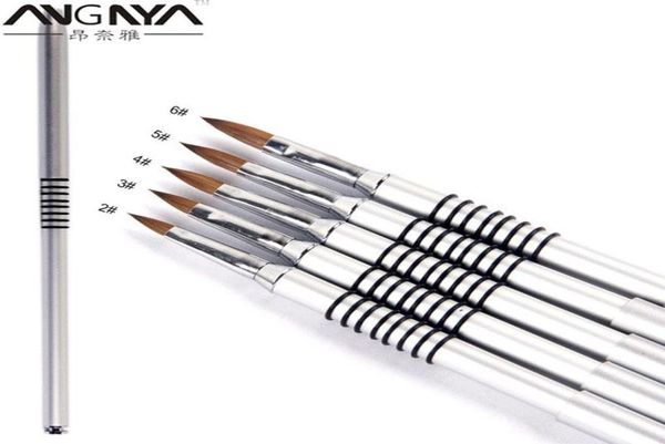 

23456 metal hand nail brush 100kolinsky hair art carving powder gel manicure tools brushes8003806, Yellow