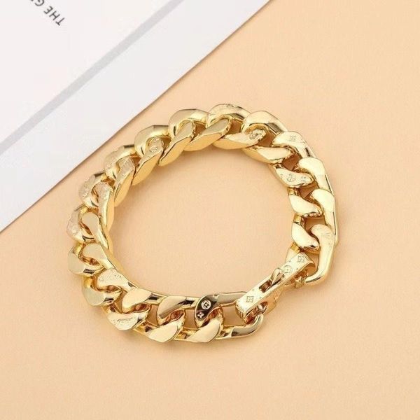 

designer bracelets link european and american classic stacking bracelet couple 18k gold plated silver chain for man womems wedding party jew, Black