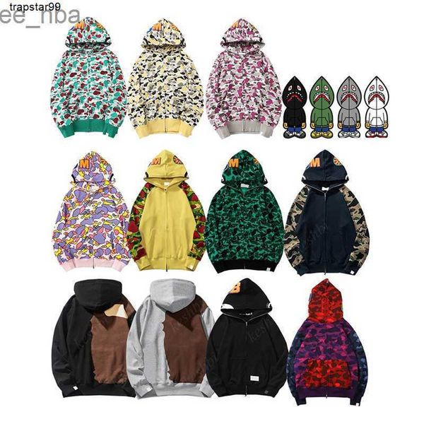 

mens designer full zip up shark hoodies for woman black camouflage jacket yellow hoody hooded sweatshirt man womens sweater long sleeve tech
