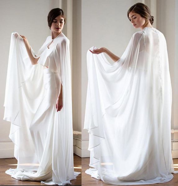 

new wedding bolero long wraps ivory white sheer summer formal cape chiffon cloaks bridal wedding party shawls custom made ja9231460