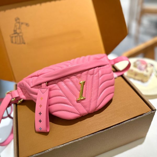 

designer waist pack pleura shoulder bag hardware metal letters sheepskin dermis embroidery thread style zipper closure adjustable shoulder s