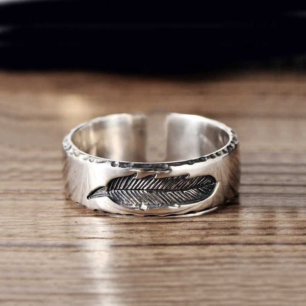 

retro feather couple rings for women men gold silver color fashion jewelry gifts resizable lf34