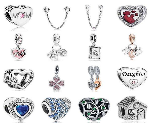 

new original alloy bead family mother dad love heart pendant charm fit bracelet bangle necklace diy women jewelry269s5551357, Silver
