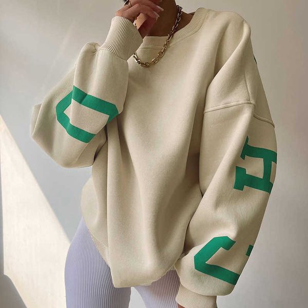 

casual letter print sweatshirt woman winter autumn long sleeve o neck harajuku oversize hoodies y2k clothes female pullover, Black