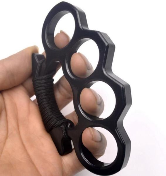 

silver black metal knuckle duster four finger self defense equipment clasp safety bracelet fitness edc pocket tool zh022482583