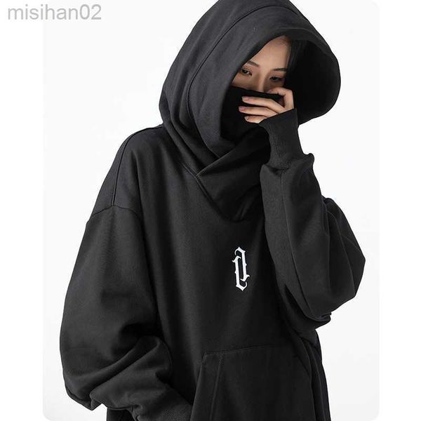 

men's hoodies sweatshirts autumn winter high collar hoodie loose comfortable men's clothes harajuku hiphop streetwear fleece hoode, Black