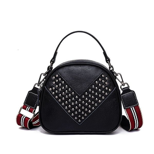 

evening bags fashion trend handle rivet designer handbag for women genuine leather shell casual punk vintage lady shoulder messenger bag 230