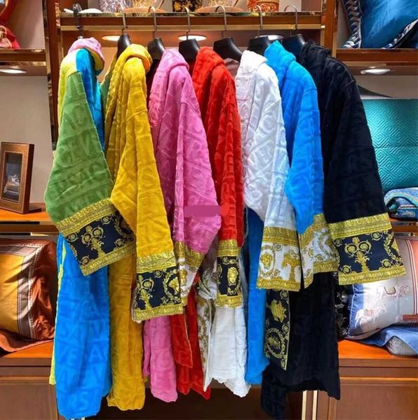 

men's sleepwear mens womens home robes shawl collar cotton soft fluffy designer brand luxury vintage bathrobe pajamas lovers dressing g