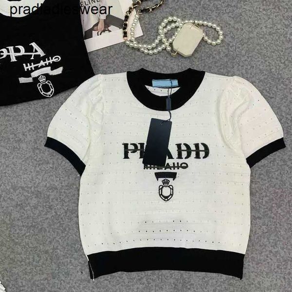 

womens clothes designer t shirt women tshirts man tees round hollow out pullover short sleeve knitting t-shirt letter print fashion women&#, White