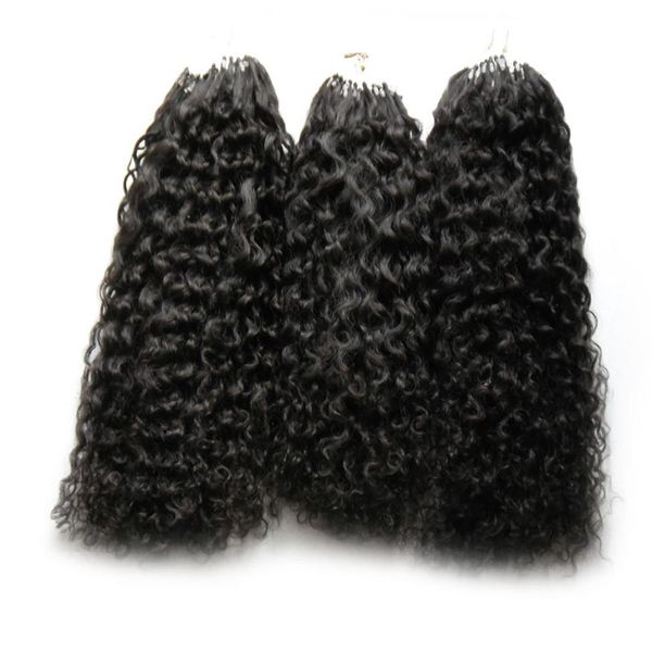 

new virgin mongolian afro kinky curly hair 300s apply natural hair micro link hair extensions human 300g micro bead extensions259l, Black