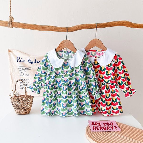

girl s dresses sanlutoz spring autumn princess girls dress long sleeve floral cotton toddler kids holiday 230731, Red;yellow