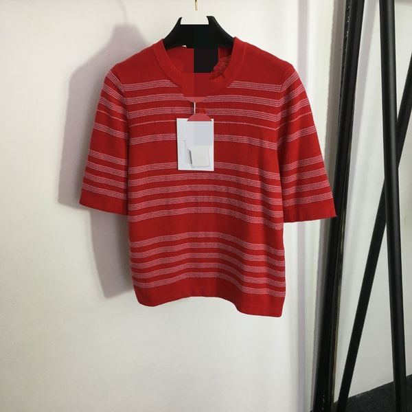 

722 2023 spring brand same style sweater short sleeve crew neck pullover white pink red fashion womens clothes womens 20236073, White;black