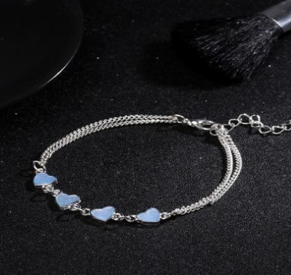 

luminous heart tassel foot chain silver glow in the dark anklet chain yoga dancing foot bracelets ankle bracelets5029314, Red;blue