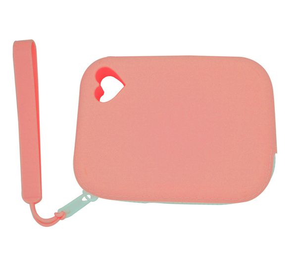 

10pcs coin purses silicone plain waterproof protable square short earphone line wallets with wrist, Red;black