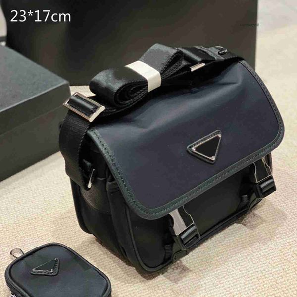 

2022 designer mens black briefcases brand crossbody shoulder bags nylon messenger bag 2-piece purses casual style with small purse triangle