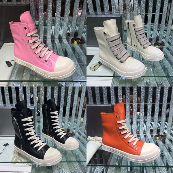 

designer shoes rick boots owen canvas booties casual high sneaker lace-up sneakers leather trainer black red white pink zipper knee boot