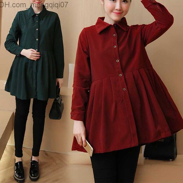 

maternity dresses autumn winter corduroy pregnant women's dress elegant a slender and loose postpartum clothing for pregnant women z230, White