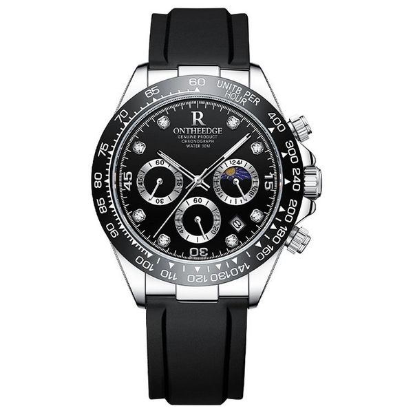 

luxury 2023 fashionable swiss panda watch non-mechanical multi-function luminous meter second waterproof men's quartz watch tape, Slivery;black