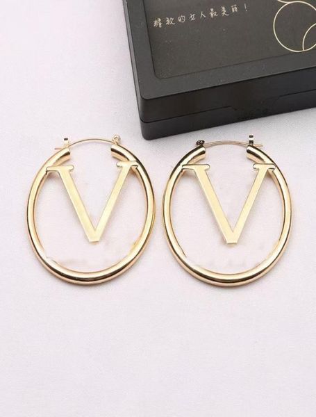 

fashion layers gold silver earrings letters dangle drop hoop earring ear studs for women girls wedding party jewelr designer stud 4972571