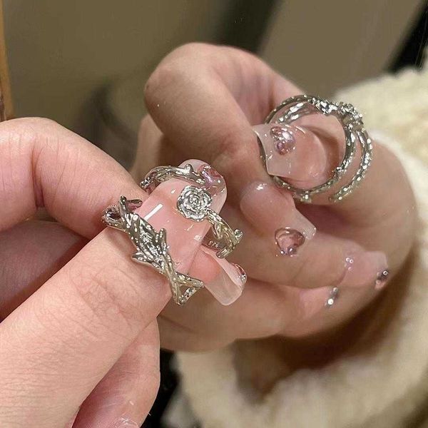 

fashion butterfly metal punk rings set for women teen jewelry gifts accessories buckle female index finger ring da8j, Silver