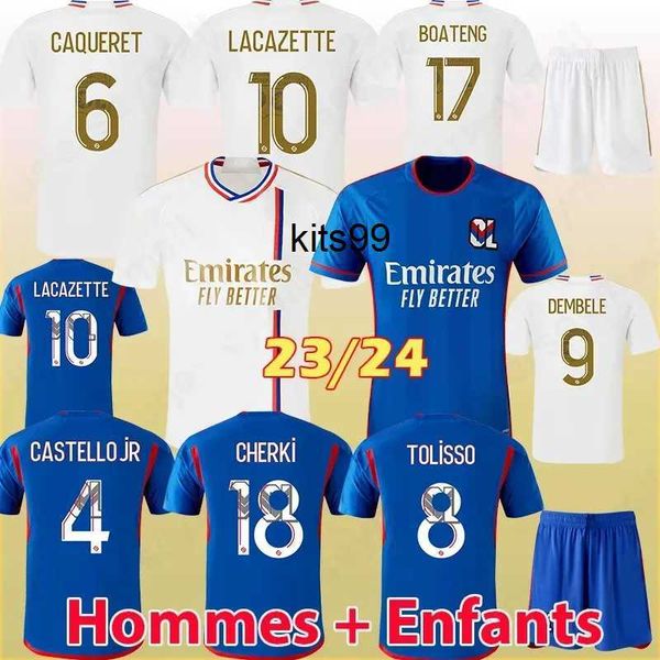 

maillot de foot soccer jerseys sarr tete ol 4th blue aouar tagliafico jeffinho football shirts 2023 2024 traore man kids kits equipment lyon, Black;yellow