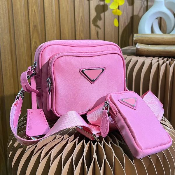 

triangle sign nylon camera bag crossbody bag women handbag purse shoulder messenger wallets letter small square bag three coin wallet detach