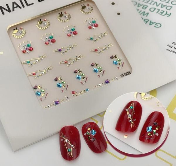 

whole 1pcs gold bronzing 3d nail sticker flower star designs adhesive metallic stickers charm nail art decal manicure decorati7079240, Silver;gold