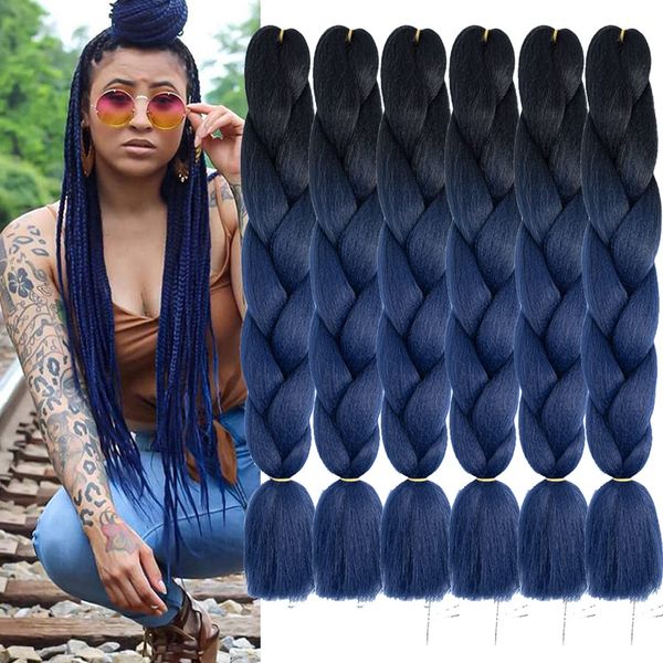 

24 inch jumbo braiding hair extensions high temperature fiber 100g/pcs synthetic black braids hair synthetic hair for box braids black hair