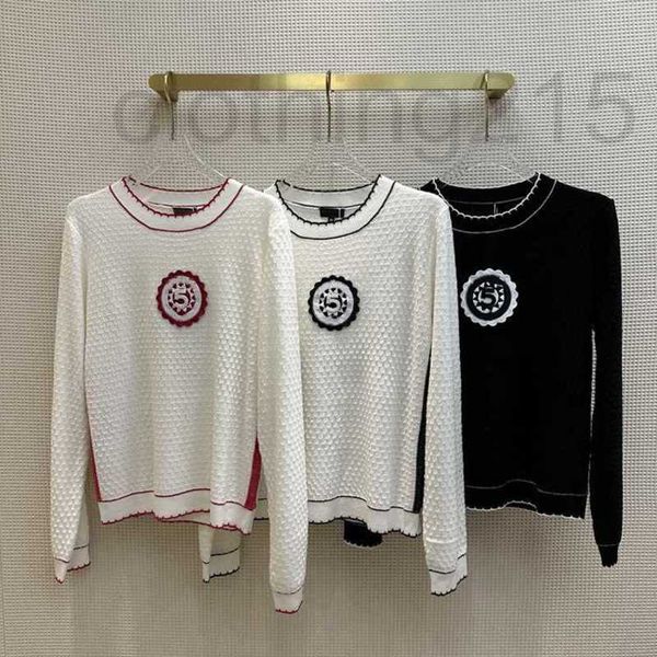 

women's knits & tees designer early spring casual contrast beaded sequins digital mother embroidery wool knit pullover slim fit long sl, White