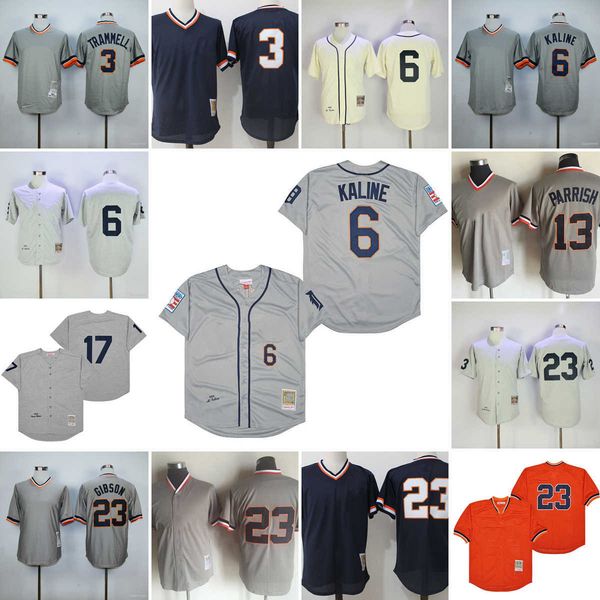 

vintage college mitchell and ness baseball 6 al kaline jerseys stitched 23 kirk gibson 3 alan trammell 13 lance parrish 17 denny mclain 24 m, Black