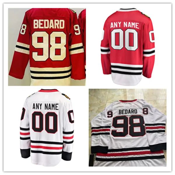 

hockey jerseys conner bedard 98 red white color stitched men jersey, Black;red