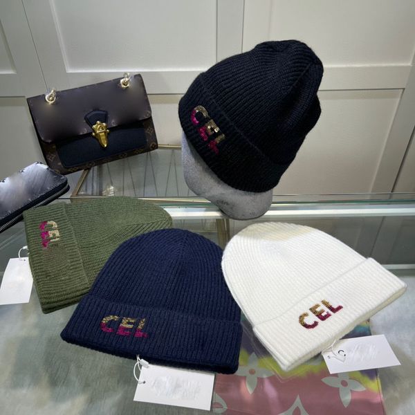 

couple sports style fashion designer beanie women iridescence letter embroidery warm in autumn and winter bucket hat, Blue;gray