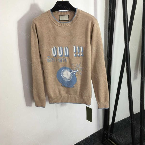 

23ss womens designer clothing women sweater bomb letter pattern crew-neck long-sleeved pullover sweater sweater womens clothing a1, White;black