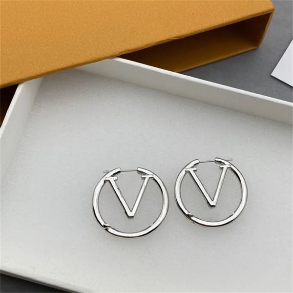 

designer hoop earrings silver luxury letter earings jewelry for women fashion stud earring ladies party hoops earing 925 sterling silver 3cm, Golden;silver