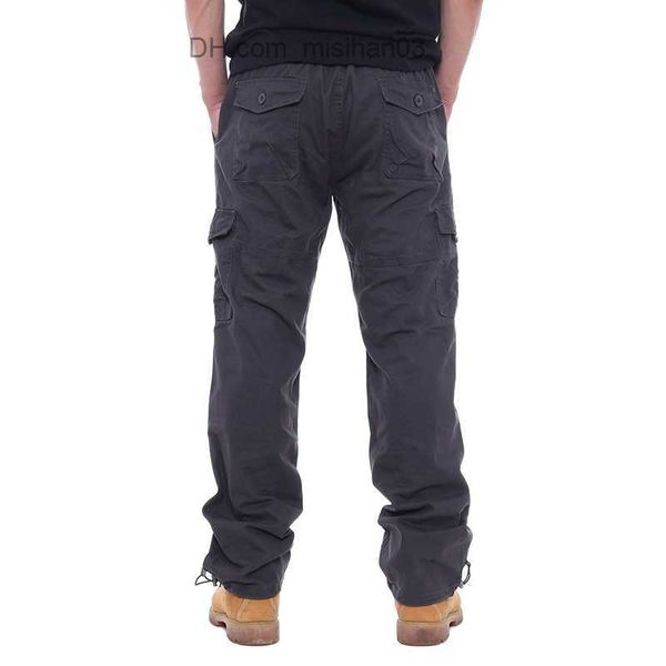 

men's pants fgkks men's multi pocket cargo pants zipper cotton straight leg pants loose relaxed solid color architectural pants z2, Black