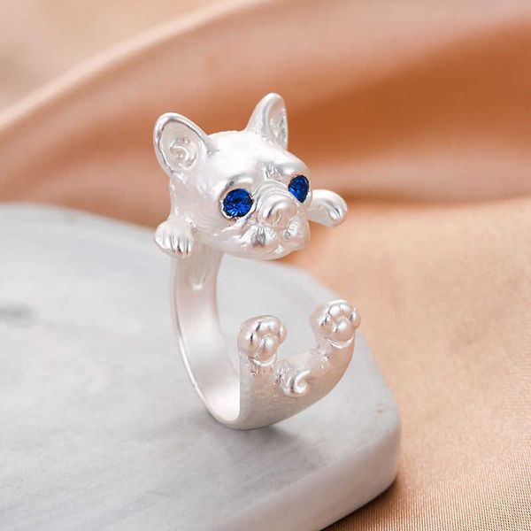 

cute red eye bunny rings for women men minimalist animals rhinestone eyes silver color ring girls trendy wedding jewelry gifts 7x0p