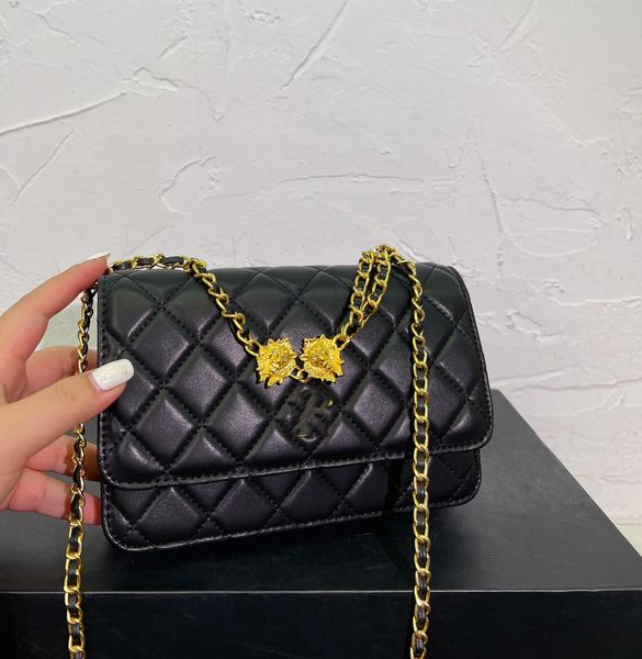 

designer fashion chain bag women's leather diamond check bag simple trend
