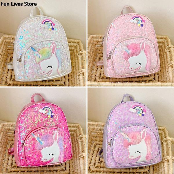 

backpacks shining schoolbags princess girls backpack bling glitter kindergarten sequins school bag children unicorn book bags 230731