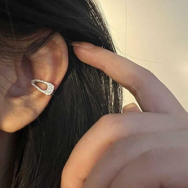 

fashion zircon hairpin shape clip earrings unique metal no piercing ear cuff trendy punk geometric ear clips for women jewelry, Silver