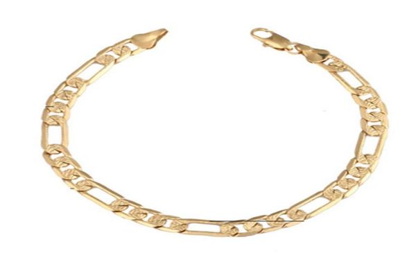 

8mm hollow wide bracelet for women gold color unique vintage link figaro chain jewelry9399124, Black