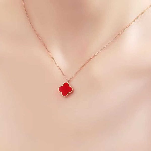 

18k rose four-leaf clover necklace titanium steel color gold jewelry pendant for girlfriend valentine's day gift, Silver