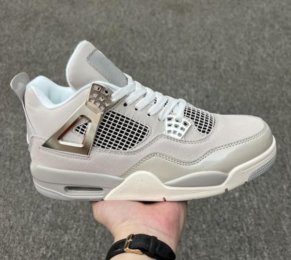 

4 wmns frozen moments men basketball shoes 4s light iron ore/sail-neutral grey-black-metallic silver outdoor sneakers aq9129-001 with box us