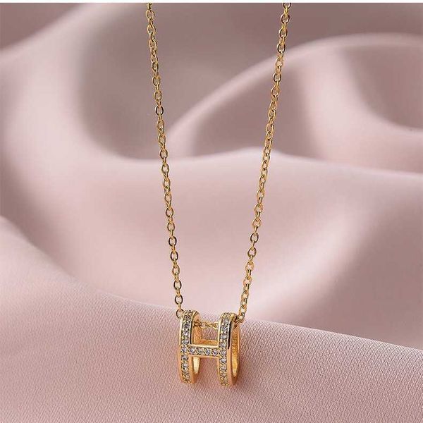 

ring accessories diamond luxury designer necklace flowers clover bangle women the new korean version of copper micro inlaid with h letter ti, Silver