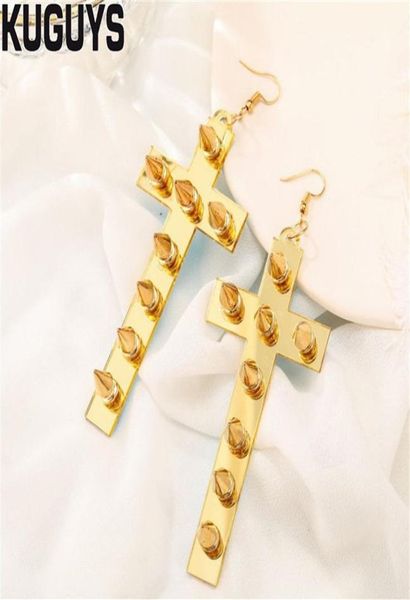 

gold rivet earrings for female punk under acrylic mirror dj ds fashion jewelry cool accessories261a7938150, Silver